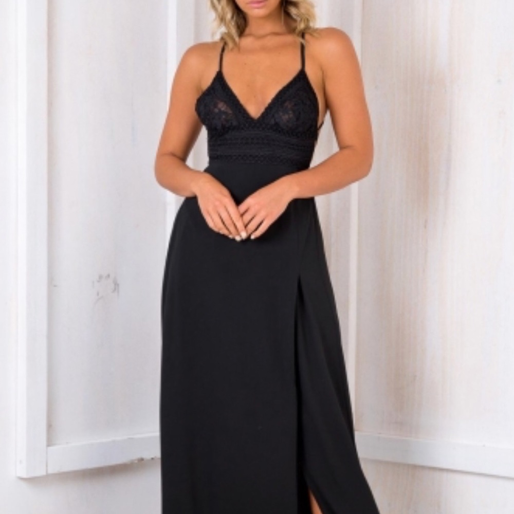 Lace black maxi dress- New with tags